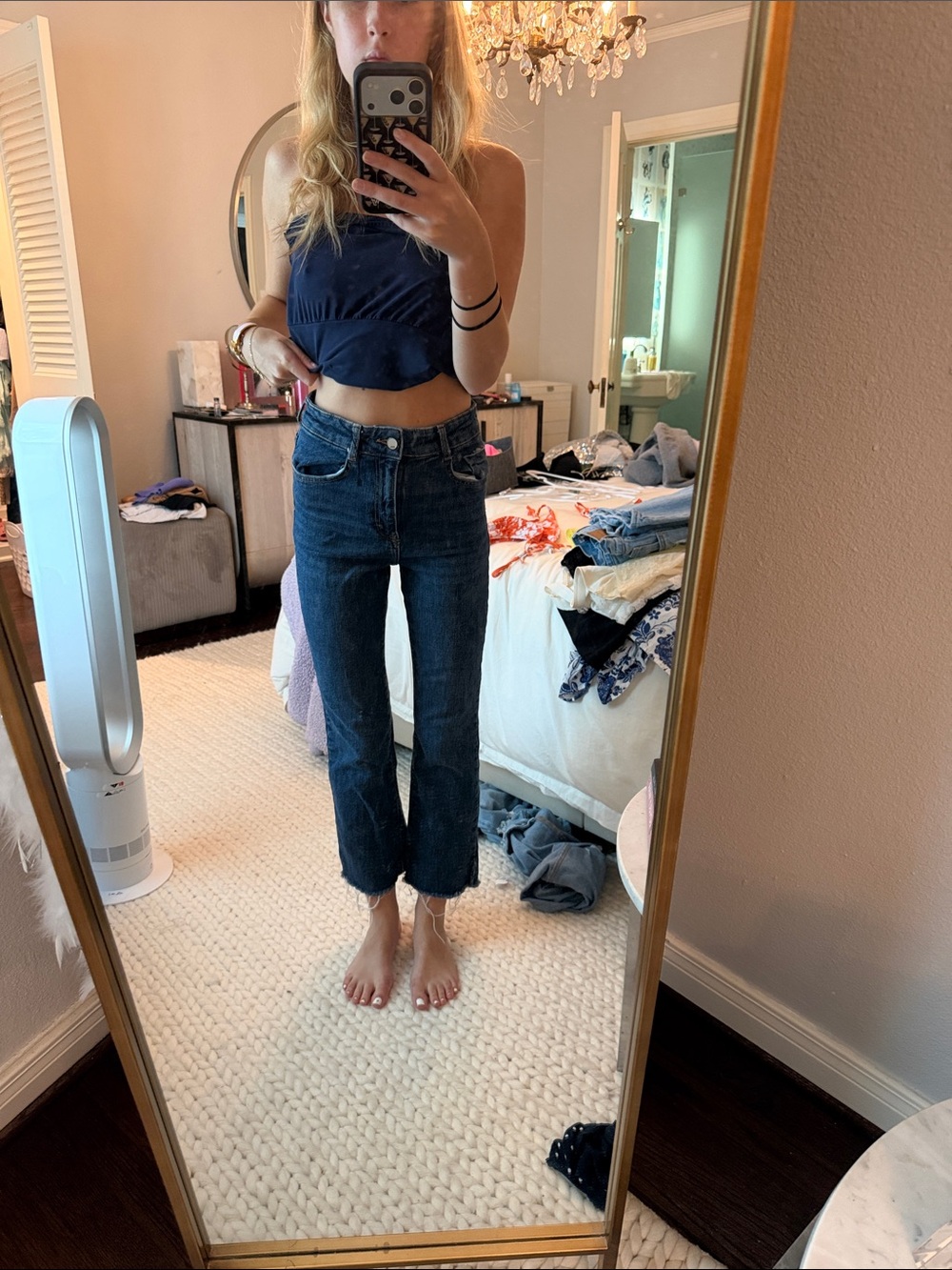 Zara Dark Blue Straight-Leg Jeans for Women